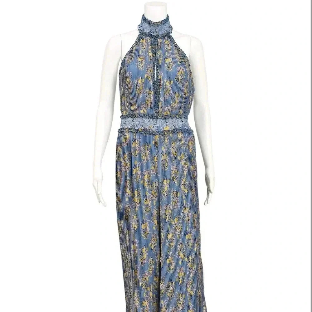 WE ARE KINDRED  Helena Pleated Blue and Yellow Floral Jumpsuit